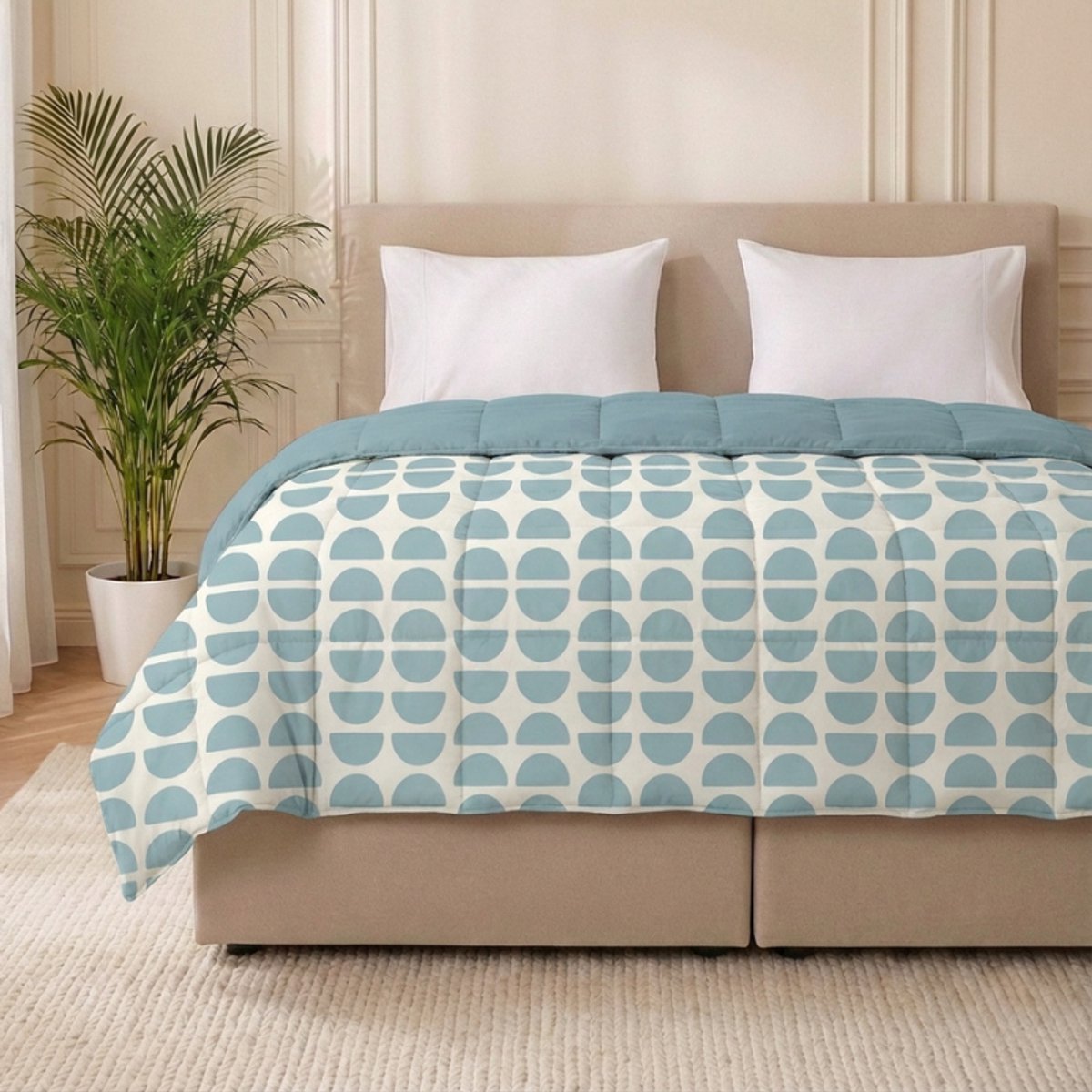 Dekbed-Discounter - Fresh and Co Dekbed Zonder Overtrek 240 x 200 cm - Wasbaar dekbed - Wasbaar op 40 graden - Anti-allergisch - Half Circles