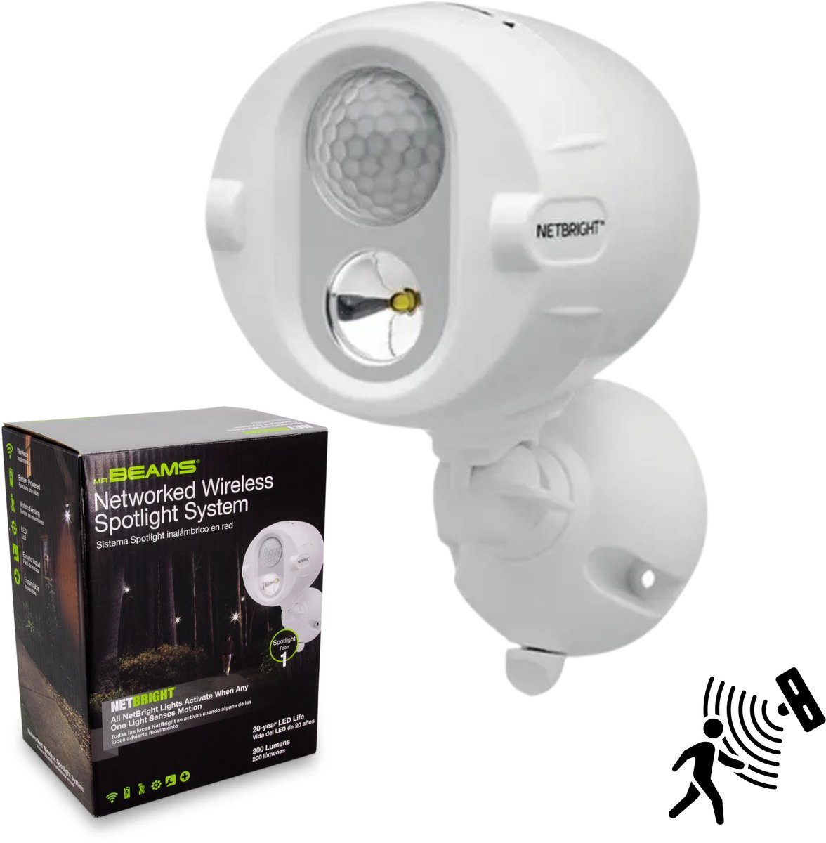 Mr. Beams LED Buitenlamp met Bewegingssensor – Draadloze Wandlamp – Tuinverlichting – Wit