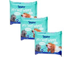 Vochtige doekjes voor huisdieren - Blauw - Set van 3 - 90 stuks - Pet wipes - Petwipes - Schoonmaakdoekjes voor honden / katten