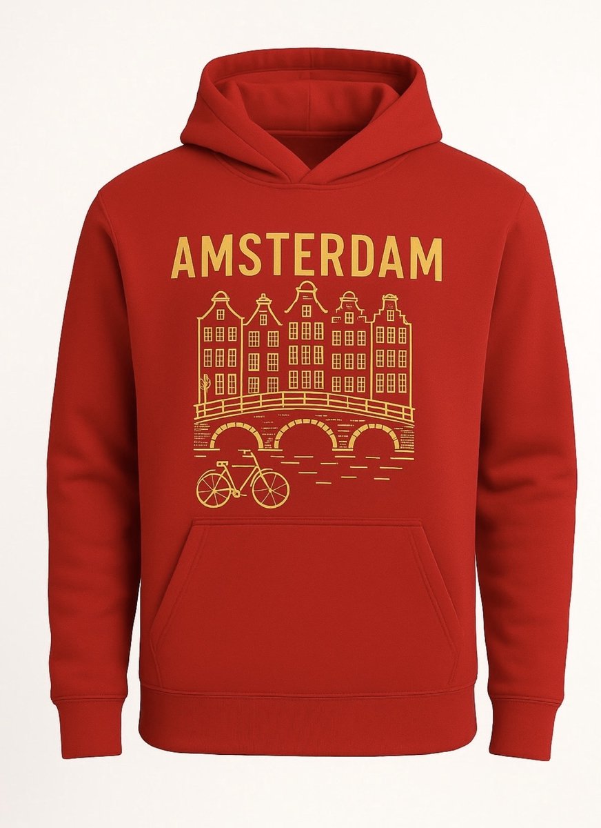 Hoodie Fiets Amsterdam - Rood - M