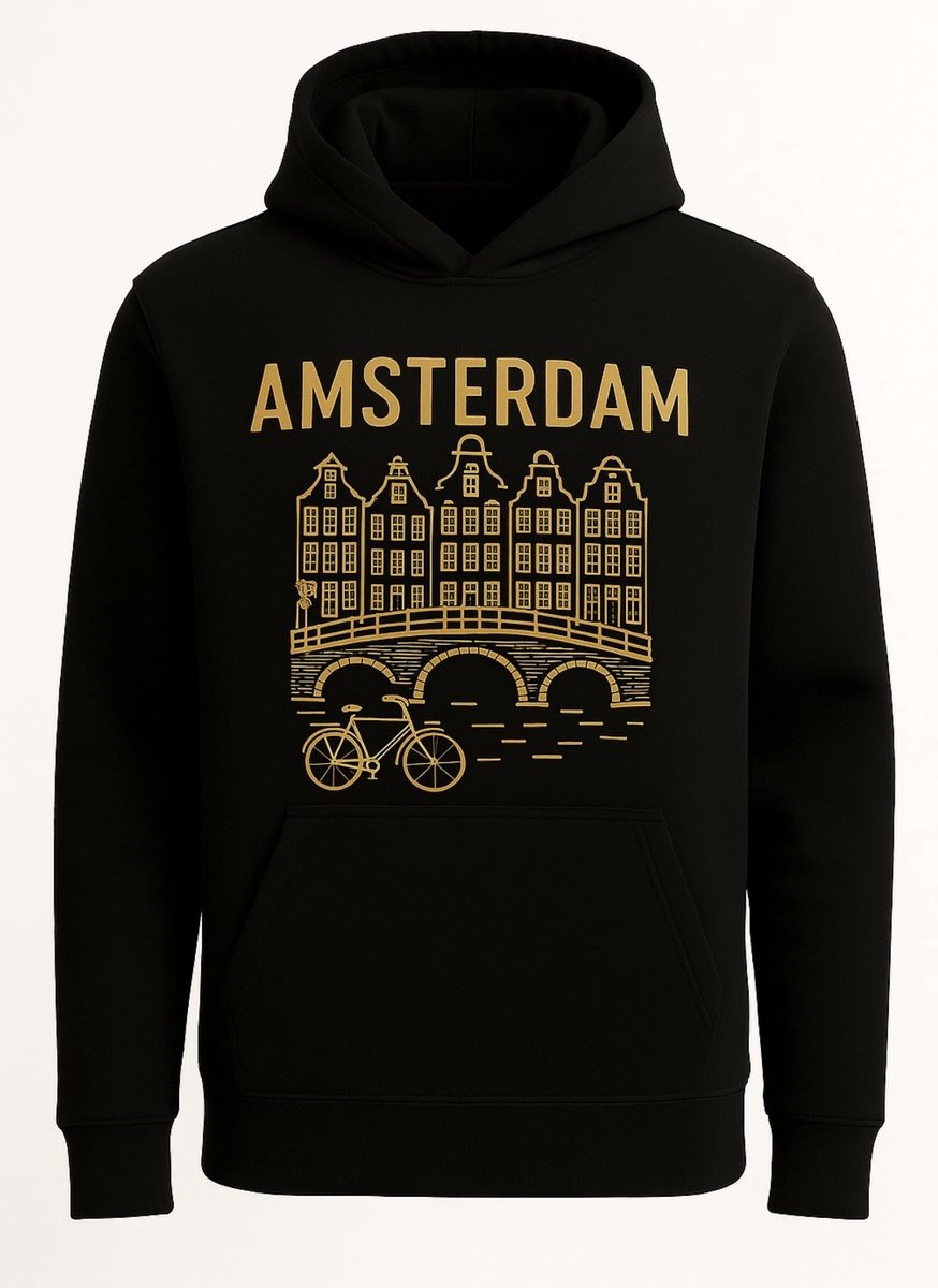 Hoodie Fiets Amsterdam - Zwart - XL