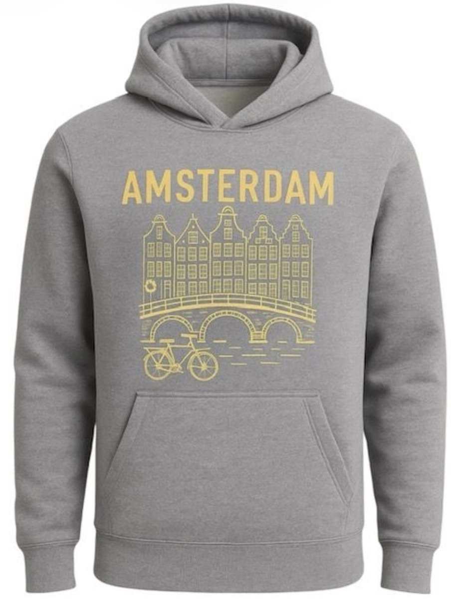 Hoodie Fiets Amsterdam - Grijs - L