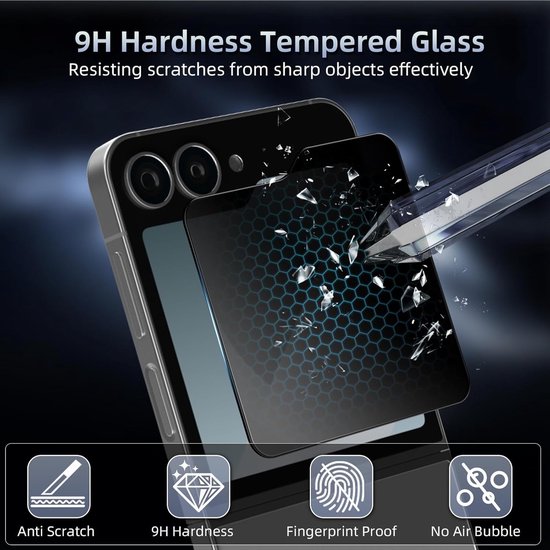 Schermprotector van gehard glas met 9H hardheid, bestand tegen krassen.