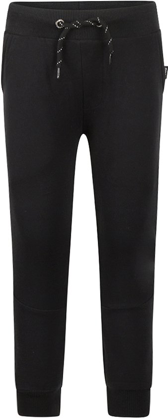 Zwarte joggingbroek voor jongens met trekkoord en geribbelde boorden.