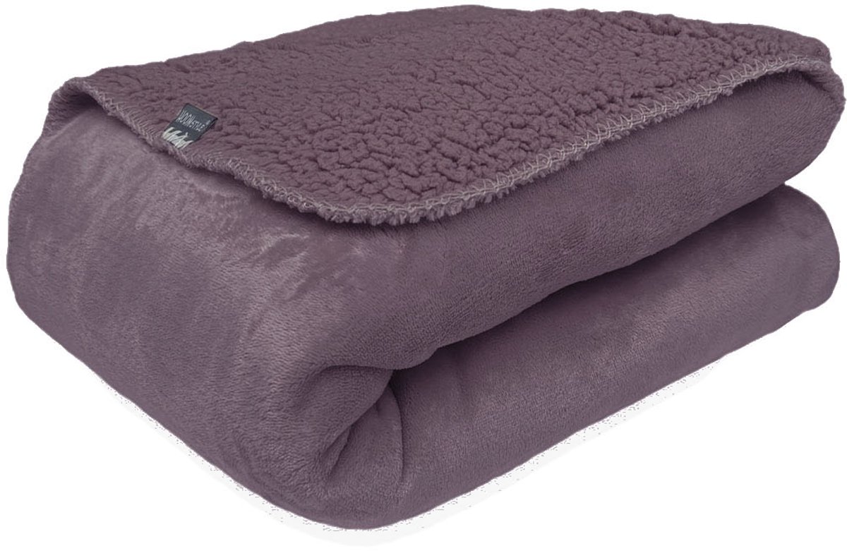 HOOMstyle Lotus Plaid - Fleece Deken - Teddy - 130 x 170 cm - Vijgenpaars