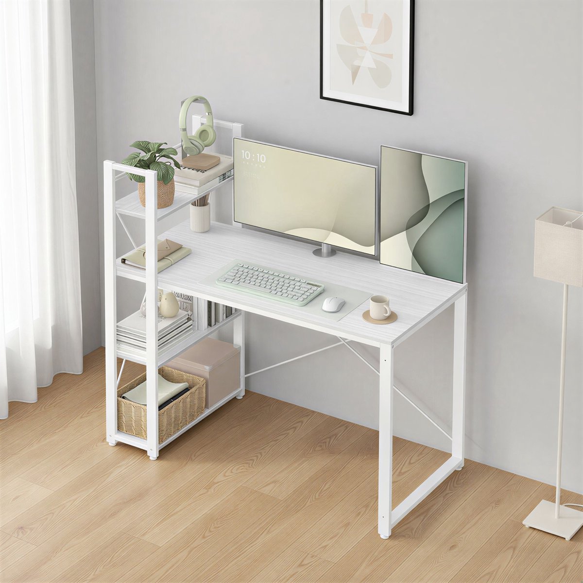 Bureau – Computerbureau met opbergruimte – 120 x 60 x 120,1 cm – Wit