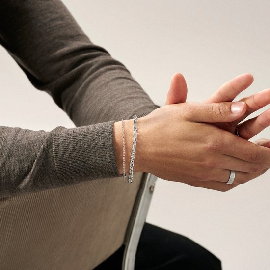 Argentia | 925s | Bracelet à chaîne en argent sterling plaqué rhodium de 2 mm