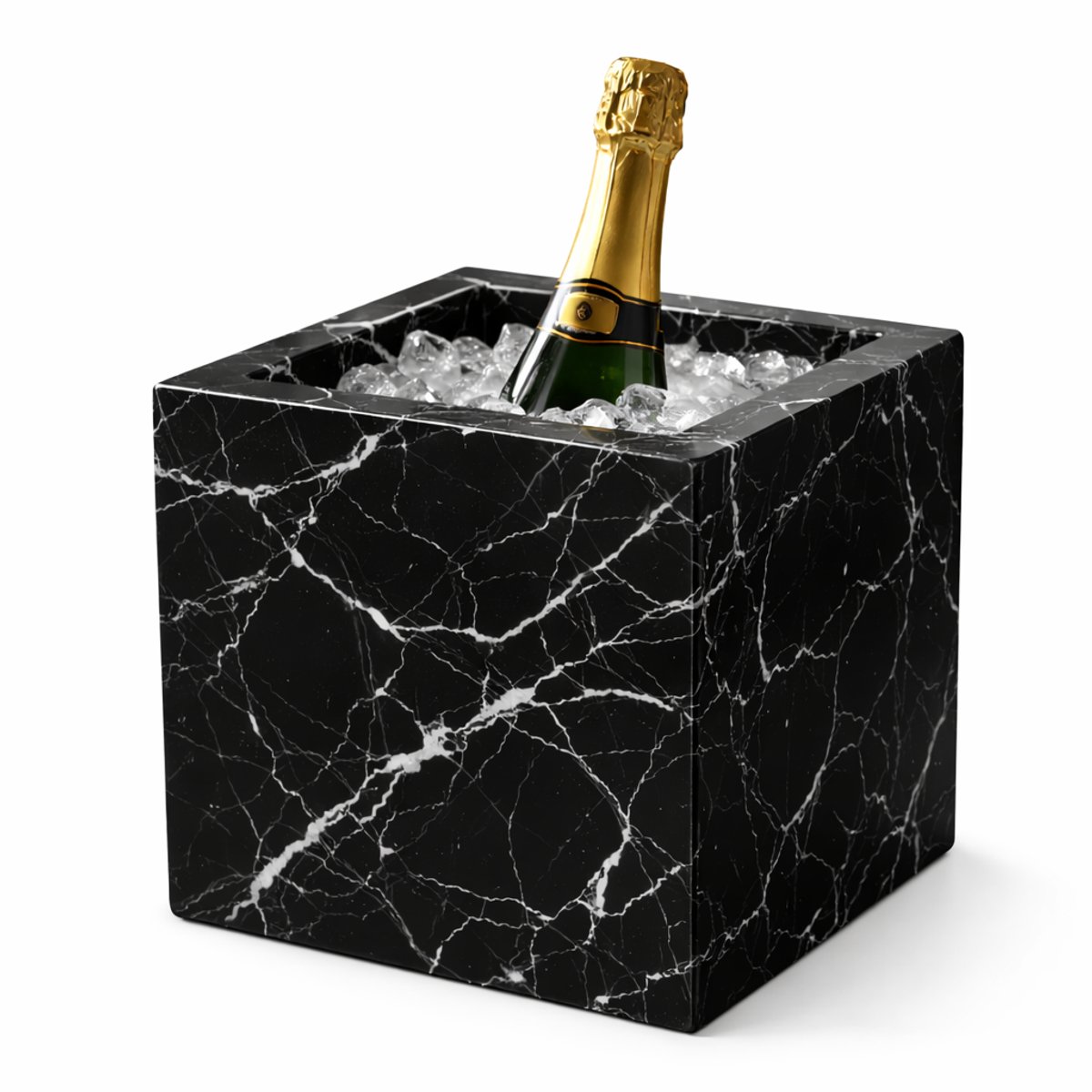 Luxury Quarry® Zwarte Marmer Champagne & Wine Cooler – Luxe Marmeren Wijnkoeler & Ice Bucket voor Home Bar en Tafeldecor