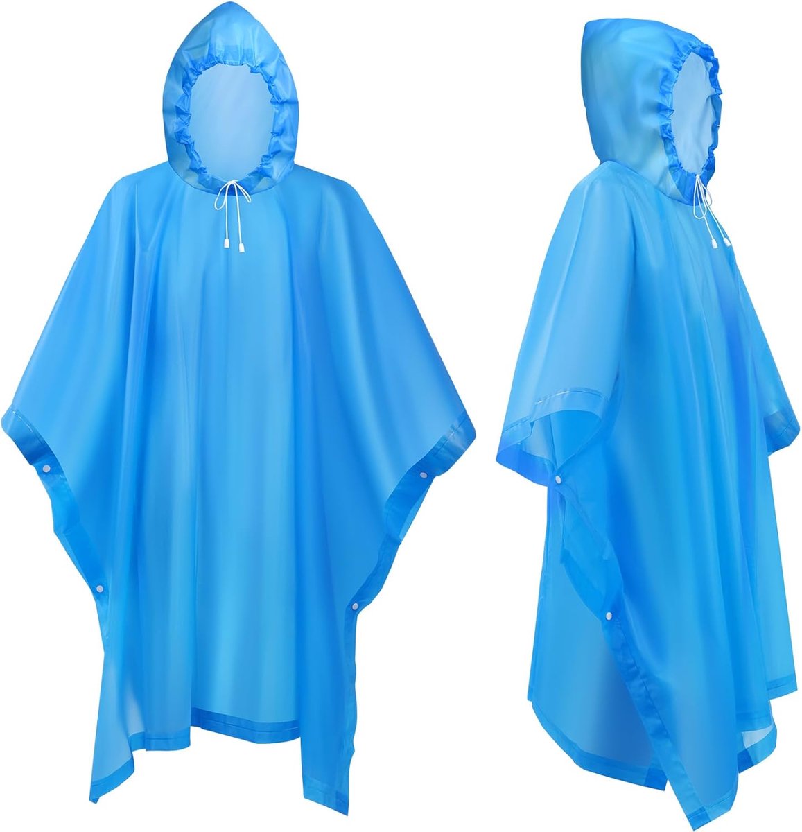 Regenponcho - EVA Regenmantel - Wiederverwendbaar & Wasserdicht Voor Camping, Wandelen - 2 Stuk - Unisex Voor Vrouwen & Mannen + Blauw