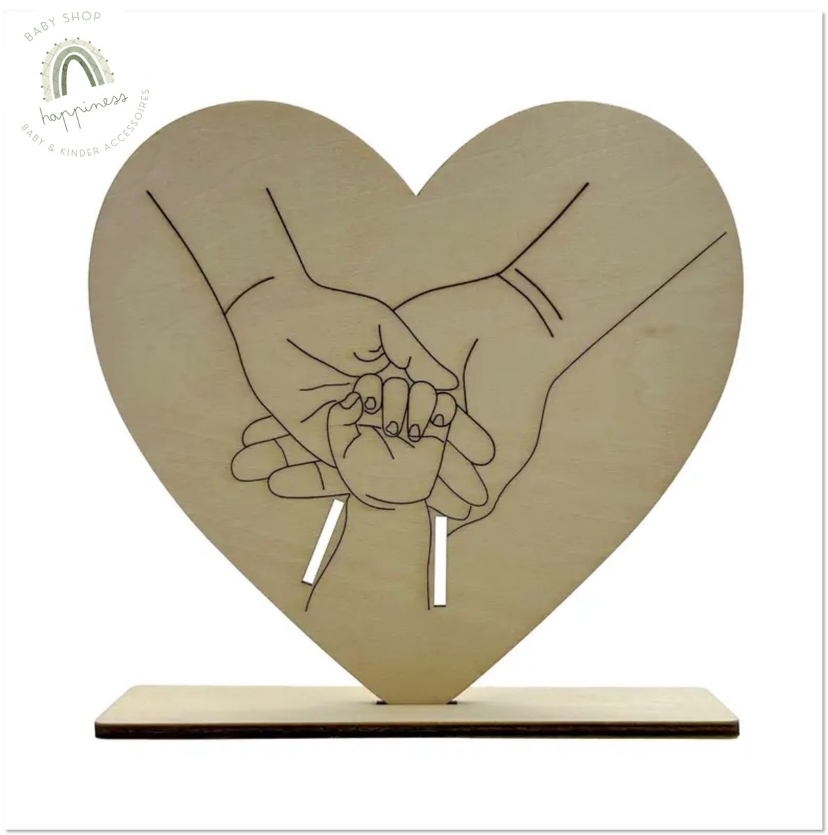 Houten bewaarlijst ziekenhuisbandje - hart design - herdenking - herinnering - geboorte baby - kraam cadeau - bewaarstandaard geboorte baby - armbandhoud baby