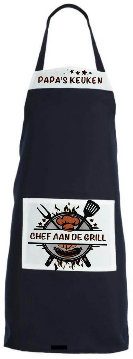 Vaderdag - Vaderdag cadeau voor Papa – BBQ Schort Papa’s Keuken - Chef aan de Grill – Stoer barbecue en kookschort voor mannen – Origineel cadeau voor vader – Perfect voor BBQ Seizoen - Origineel cadeau papa - Cadeau collega - BBQ - BBQ schort -