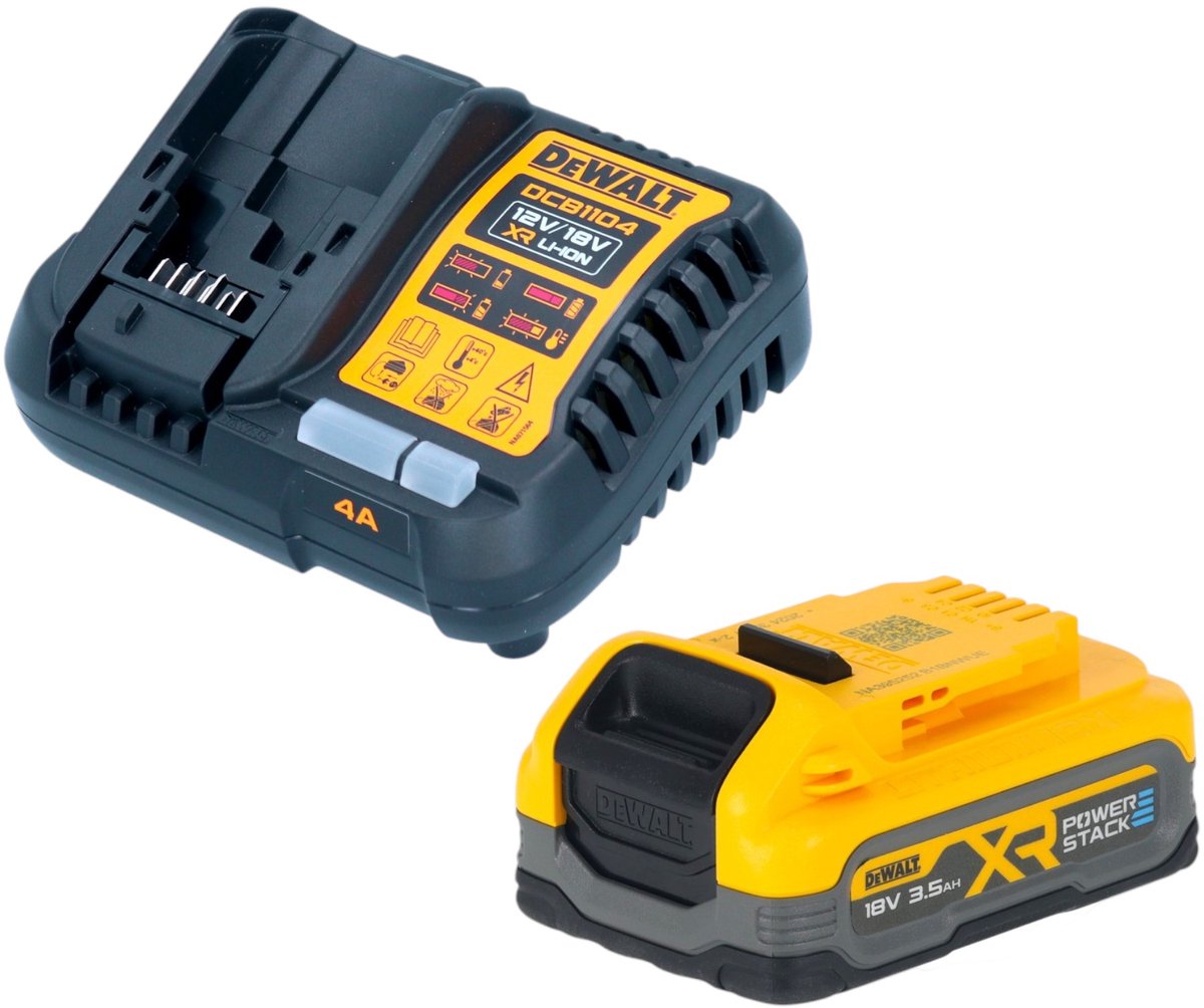 DeWalt DCB 1104 S1 accu-starterset met snellader + 1x Powerstack-accu 18 V 3,5 Ah