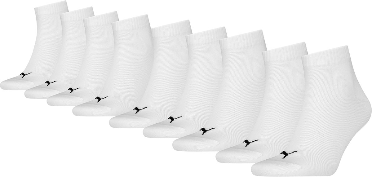 Puma Quarter Plain Sokken Senior 9-pack Wit