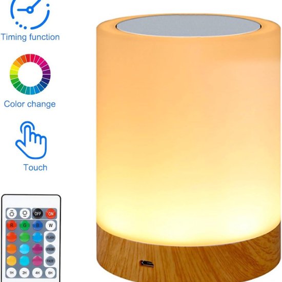 Led-nachtlampje met aanraakfunctie, 7 kleuren, dimbaar, warm modus, met nachtlampje voor volwassenen, draadloos, oplaadbaar, type-c, ideaal voor slaapkamer en kindergebruik — afbeelding 3