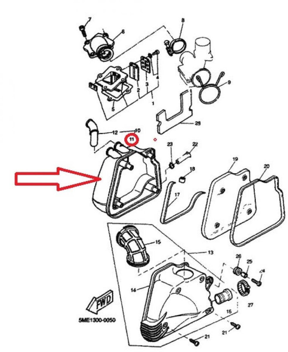 Boite à air sans manchon pour scooter Yamaha 100 Bw's 1999 4VP-E4411-00 Neuf
