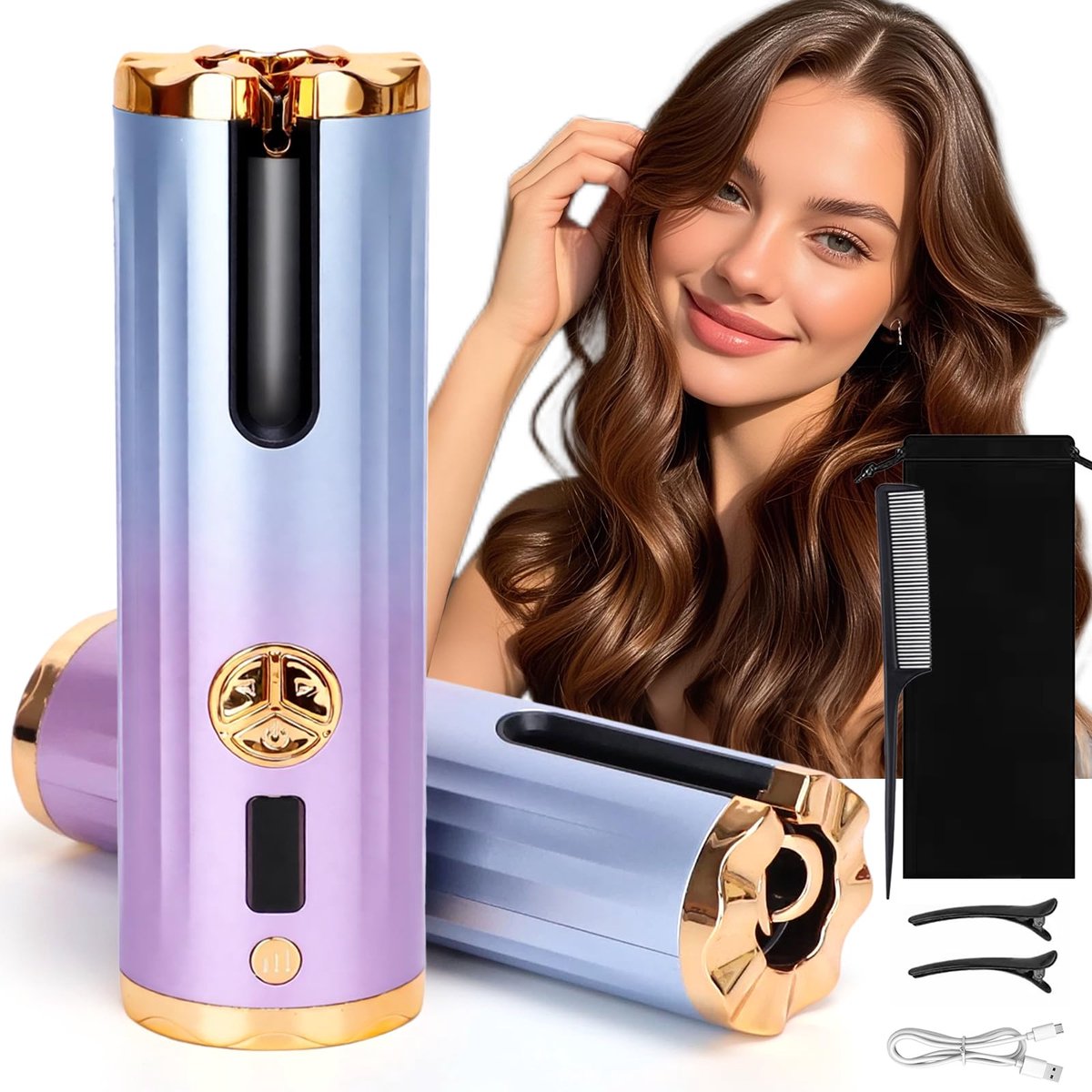 BYTEBAZAAR Draadloze Keramische Krultang met 6 Temperatuurstanden - BYTEBAZAAR CONCEPT S.R.L. - €34,20