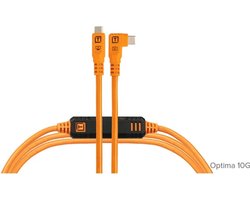 Tether Tools TetherPro Optima 10G USB-C to USB-C 4.6m Straight To Right Orange