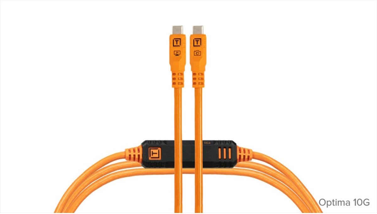 TetherTools TetherPro Optima 10G USB-C 15' (4.6m) Straight to Straight, High-Visibility Orange