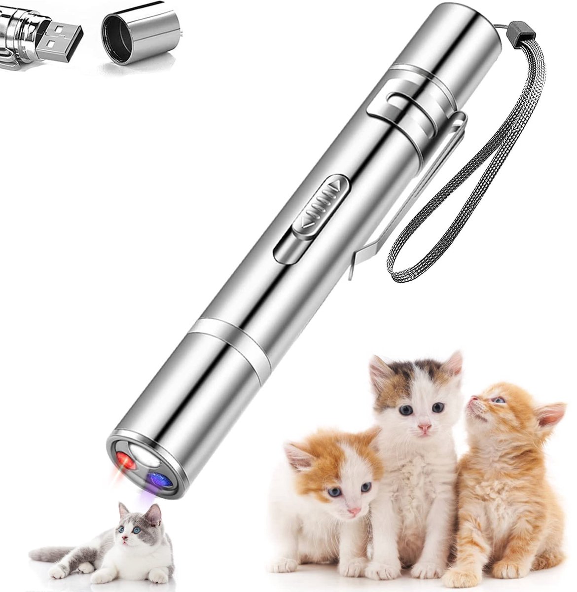 Kraftverdia USB Laserpen voor Katten – Oplaadbaar – Laser Kattenspeelgoed