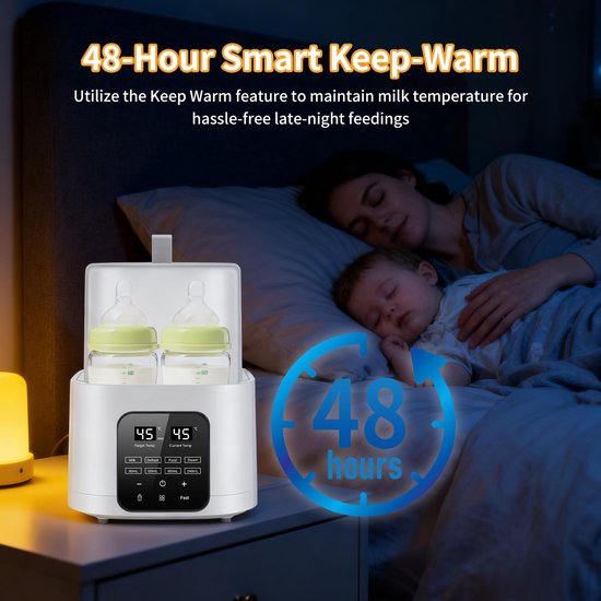 Namajunas - 9-in-1Flessenwarmer - Sterilisator - Babyvoedingswarmer met LCD-digitaalscherm en afstandsbediening - Snel opwarmen - Opwarmen, warmhouden, ontdooien en steriliseren - BPA vrij - Past voor 4 flessen - Stoomsterilisatie bij 100 °C van Namajunas — afbeelding 2