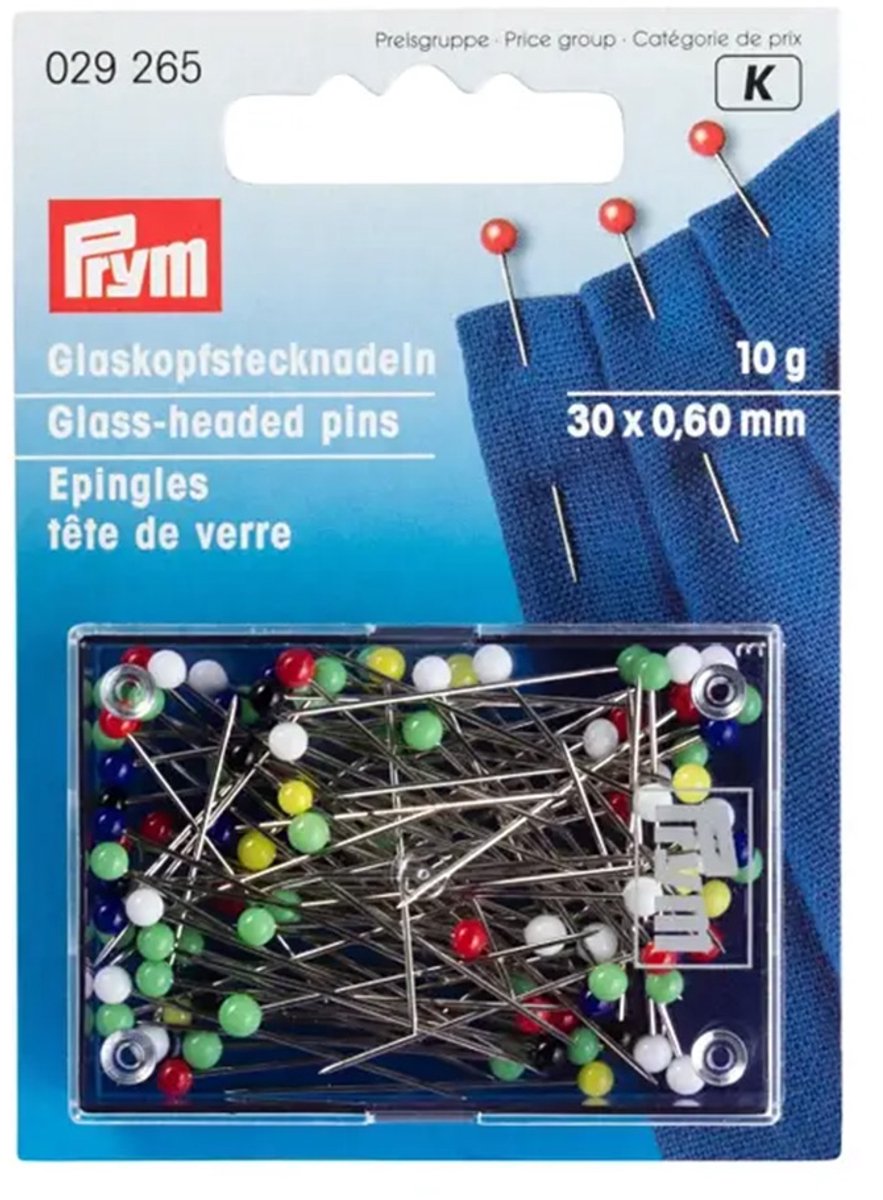 Glaskopspelden zilverkleurig 0,60 x 30 mm assorti kleuren 10 g - Glas- en kopspelden - Prym