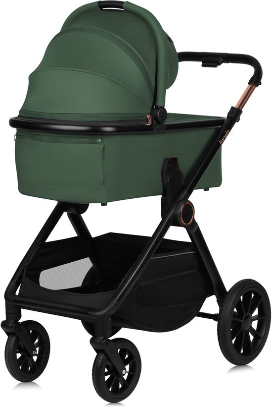 Lionelo Layla 2in1 Kinderwagen XXL Set – Reiswieg & Wandelwagen – Grote All-Terrain Wielen met Vering – XXL Zitje tot 22 kg – Panoramische 3D-Ventilatie – AiryDots Matras – Eenhandige Bediening – UPF50+ – Complete Accessoireset