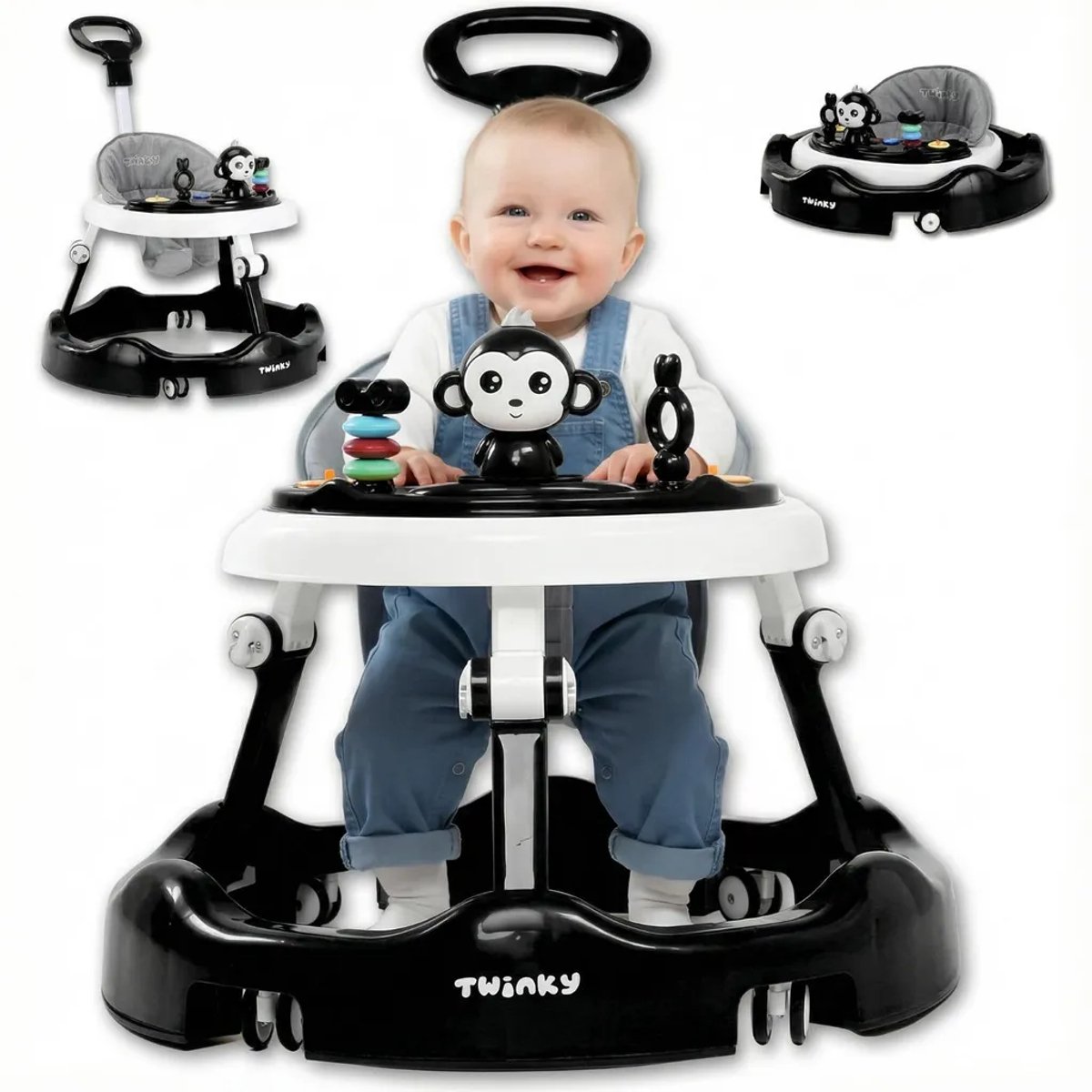 Twinky® Babywalker – Luxe Loopstoel met 3-delige speelset – Loopstoeltje voor Baby inclusief Voetenmat en Steel