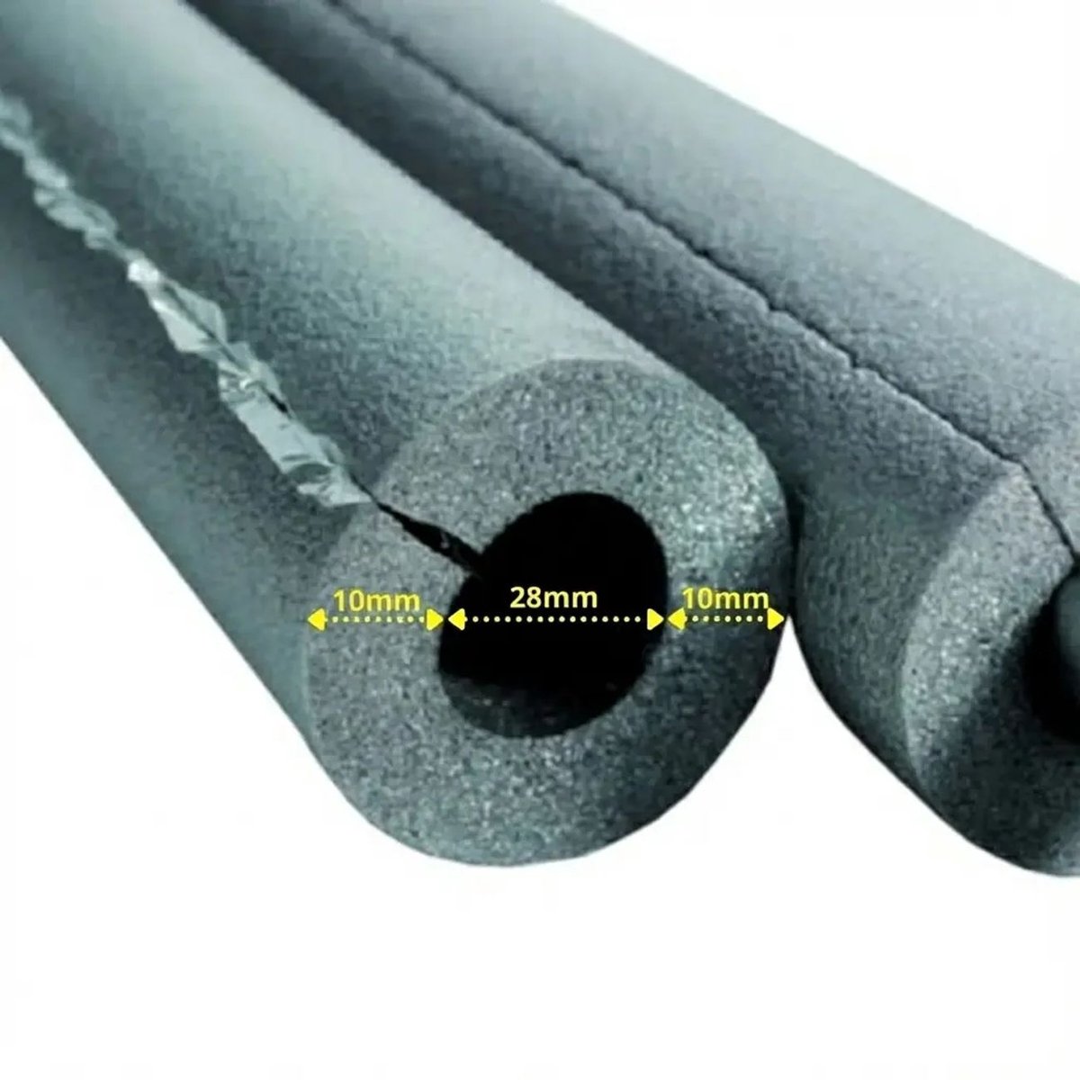 Rubber isolatiebuis 28 mm x 10 mm – 18 m flexibele rubber slang met 10 mm wanddikte voor warmte- en koude-isolatie, condensbescherming en energie-efficiëntie