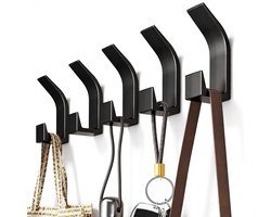 Kunststof haak - 5 stuks - Wandgemonteerde kapstok - 2,8*2*7,6 cm - Voor het ophangen van jassen, sjaals, handtassen, enz. - Wandgemonteerd achter de toegangsdeur - Hoge en lage haken zonder ponsen - Zelfklevend - Klevend kledingrek achter de deur