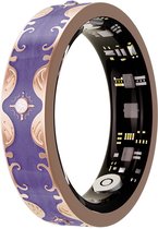 Paarse ring met gouden golvend patroon, met zichtbare printplaten.