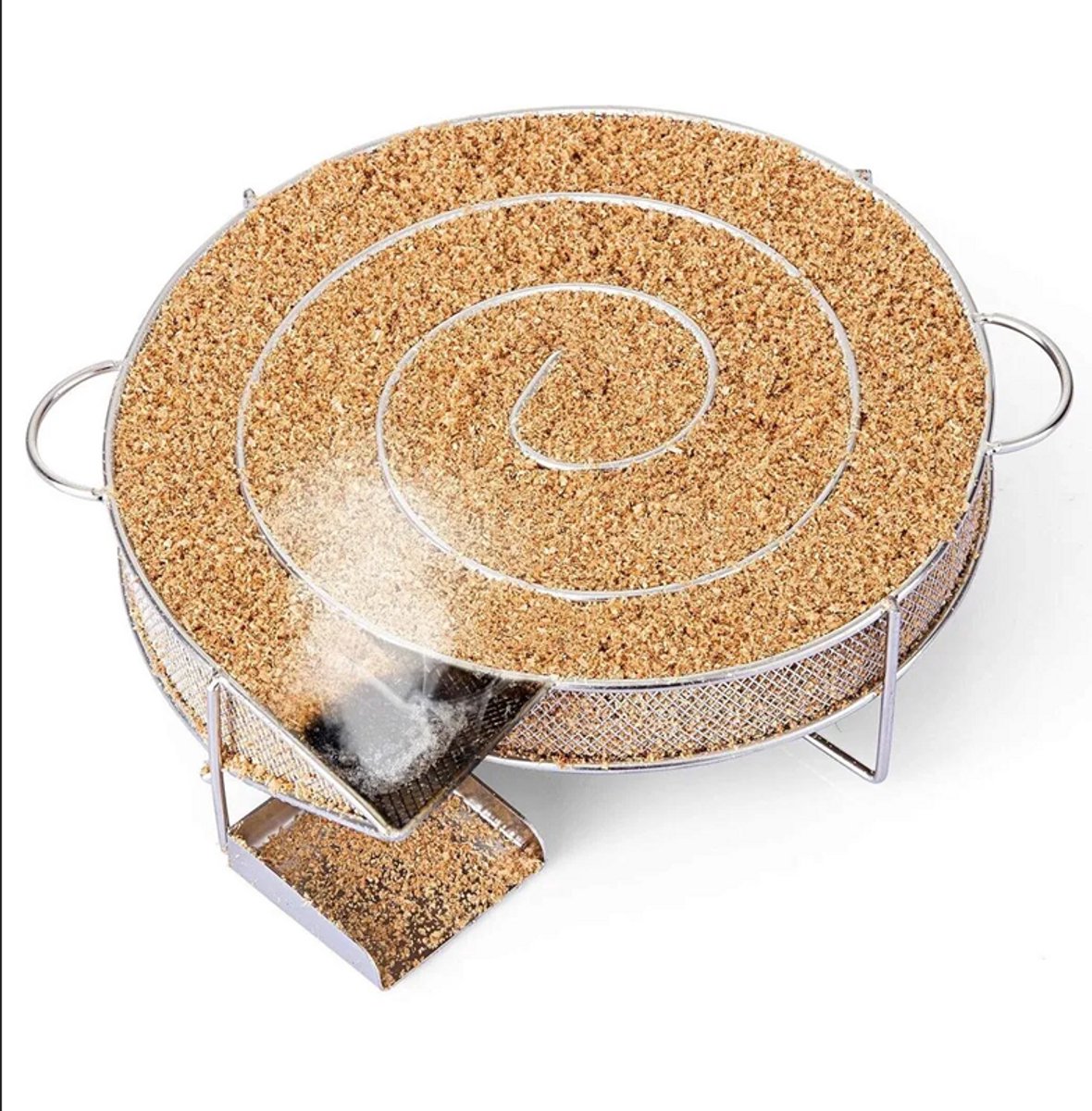 Ronde koudrookgenerator van roestvrij staal, geschikt voor bolvormige ovens, rookhuizen en rookruimtes (herbruikbaar).