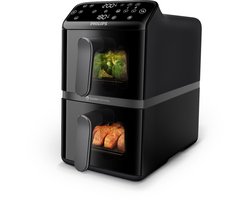 Philips 4000 Series Dual-Stacked Dubbele Airfryer – NA460/00 - 2 Lades (Sync) – 10 L – Tot 6 Personen – Bespaart 45% Ruimte