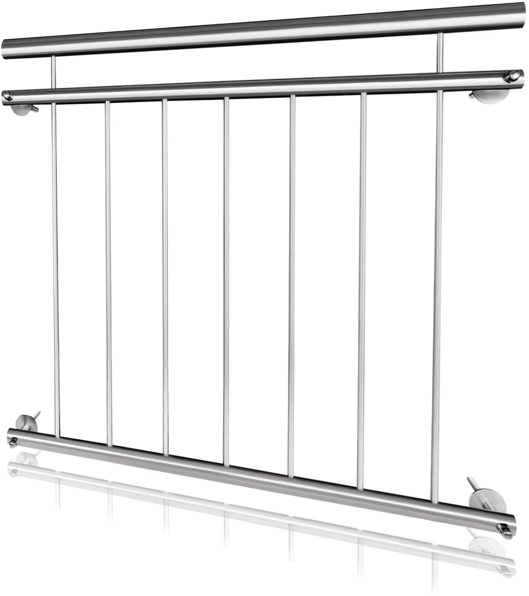 Aufun Frans Balkon Rvs Reling 100x90 cm-Balustrade Raamreling Buiten-Raambescherming -Terrasreling Met 7
