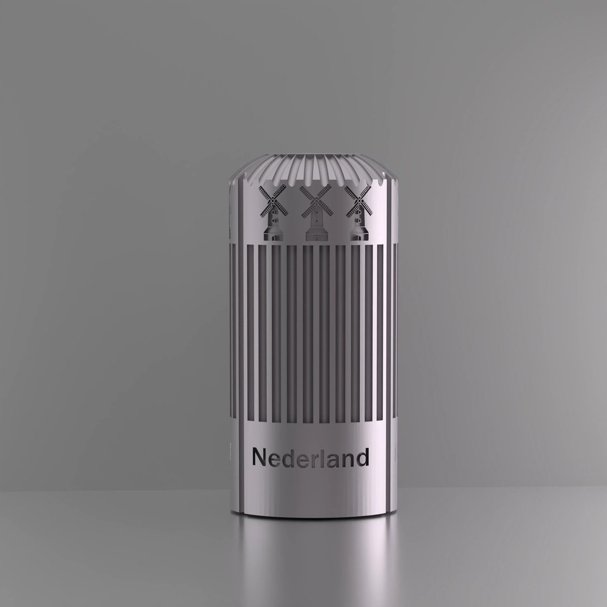 3d-gezellig Napels met molen + tekst Nederland - Vaas - Zilver - Maat 25 cm - 100% gerecycled PLA (bioplastic)