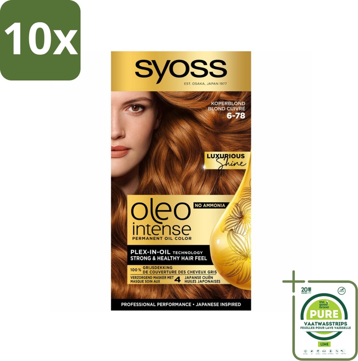 10 x SYOSS - Oleo Intense 6-78 - Haarverf - Permanente Haarkleuring - Koperblond - Langdurige Kleur - Grootverpakking - Permanente Haarkleuring - Koperblonde Haarkleur - Haarkleur Zonder Ammoniak - Olie-formule - Argan Olie