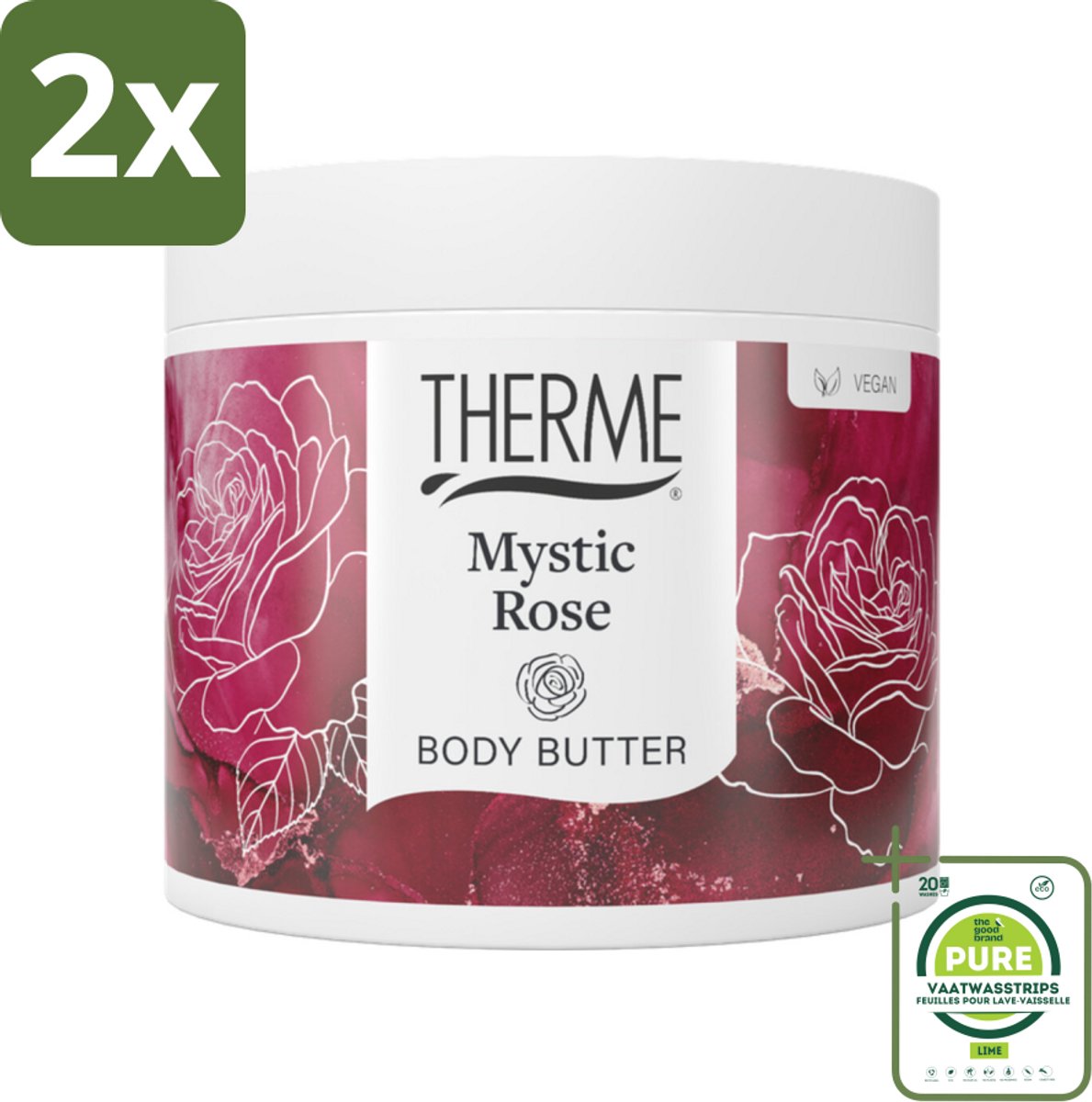 Therme - Mystic Rose - Bodybutter - Hydraterend - Verzorgend - 225gr - Voordeelverpakking - 2 stuks - Lichaamsbalsem - Hydraterende crème