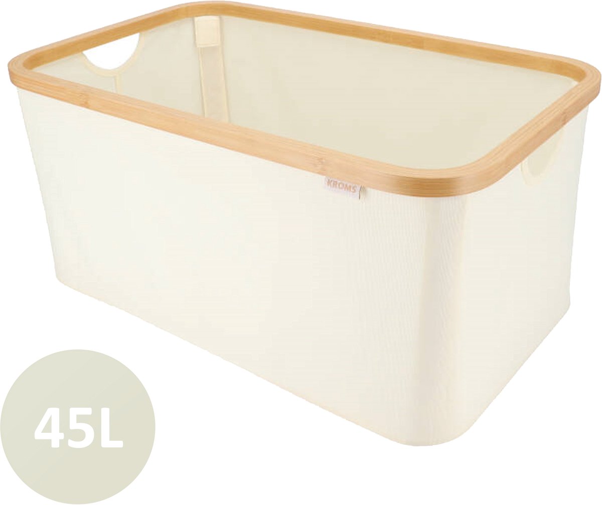KROMS Wasmand opvouwbaar - Beige - 45L - Laundry basket - Heupwasmand - Opvouwbare wasmand - Opbergmand