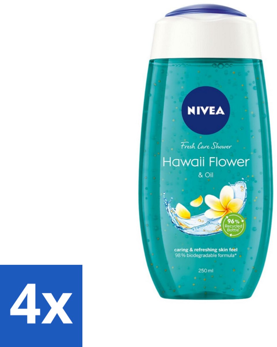 4 x NIVEA - Douchegel - Hawaii Bloem & Olie - Verzorgend & Verfrissend - 250 ml - NIVEA Douchegel - Douchegel Hawaii - Verzorging Douchegel - Hydraterende Douchegel - Douchegel Voor Alle Huidtypen