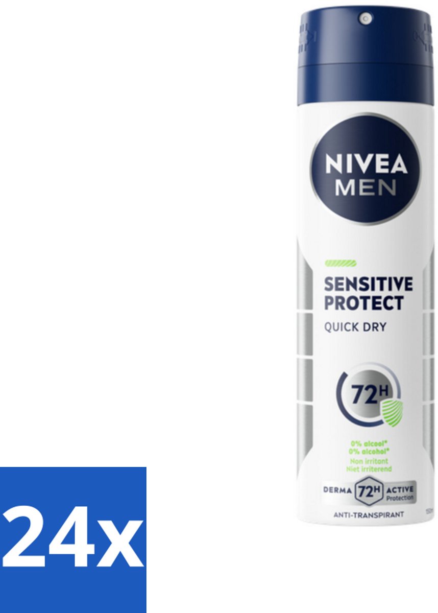 NIVEA MEN - Deodorant Spray - Sensitive Protect - 150 ml - Voordeelverpakking - 24 stuks