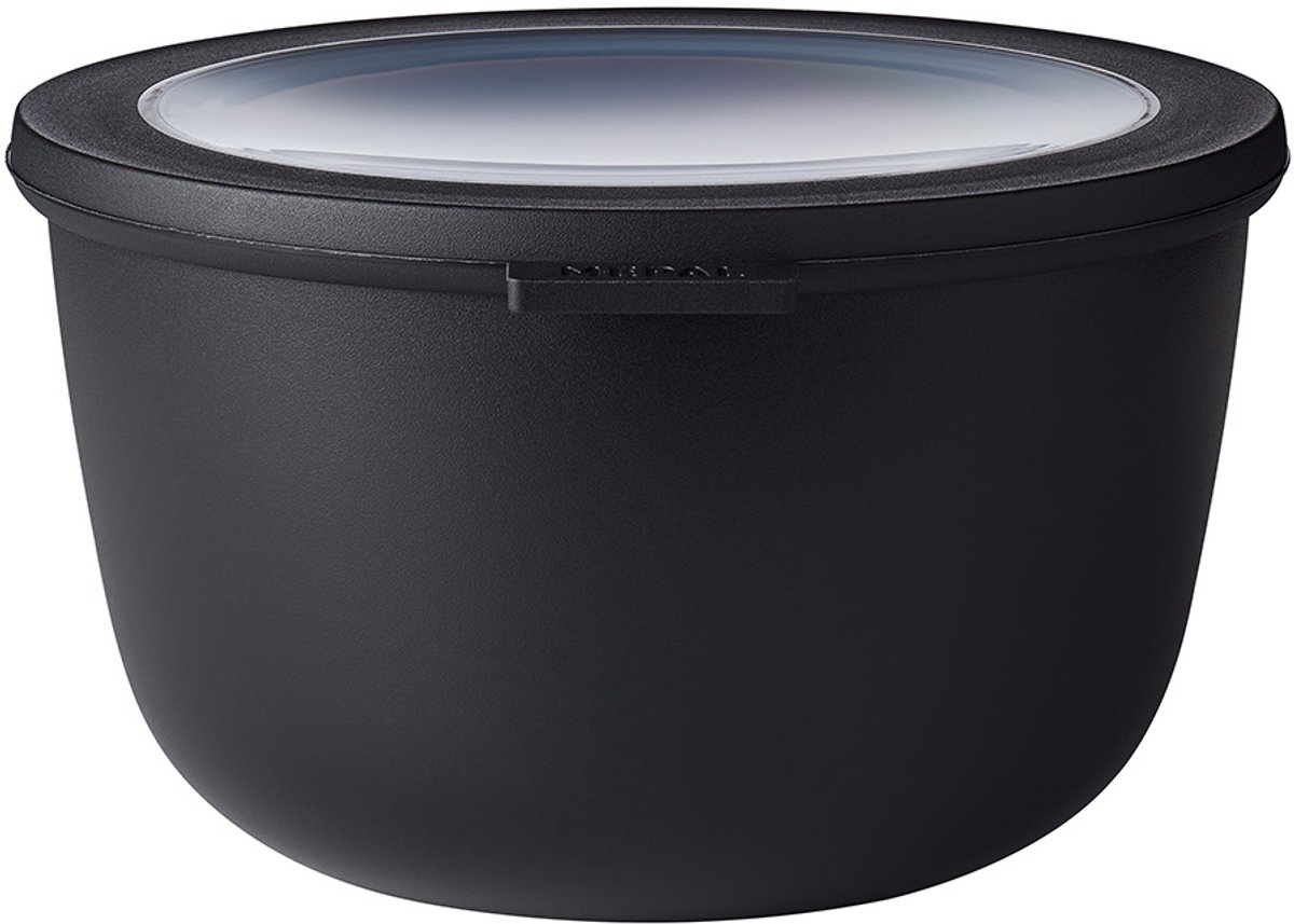 Mepal – Multikom Cirqula rond 2000 ml – Mag in de vriezer, magnetron en vaatwasser – Nordic black – Geschikt als meal prep bakje, vershoudbakje, bewaardoos