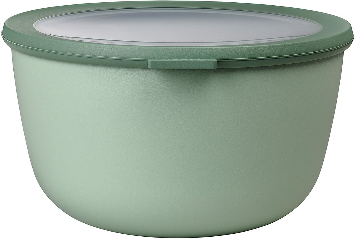 Mepal – Multikom Cirqula rond 3000 ml – Mag in de vriezer, magnetron en vaatwasser – Nordic sage– Geschikt als meal prep bakje, vershoudbakje, bewaardoos
