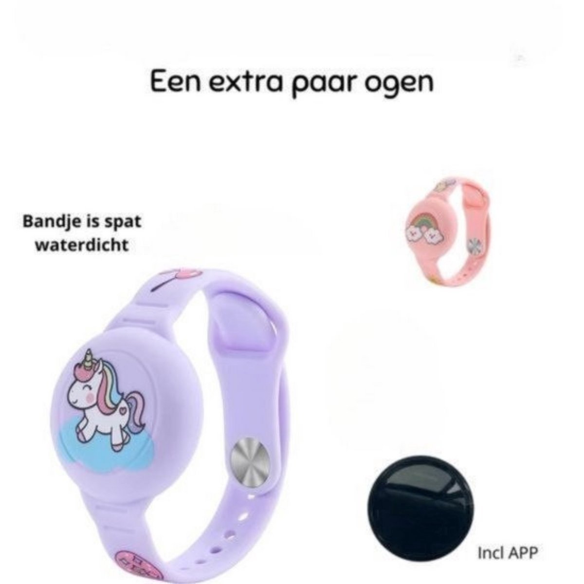 Waterdichte GPS Armband voor Kinderen + GPS - Verstelbaar, Siliconen GPS Tracker Houder - Paars