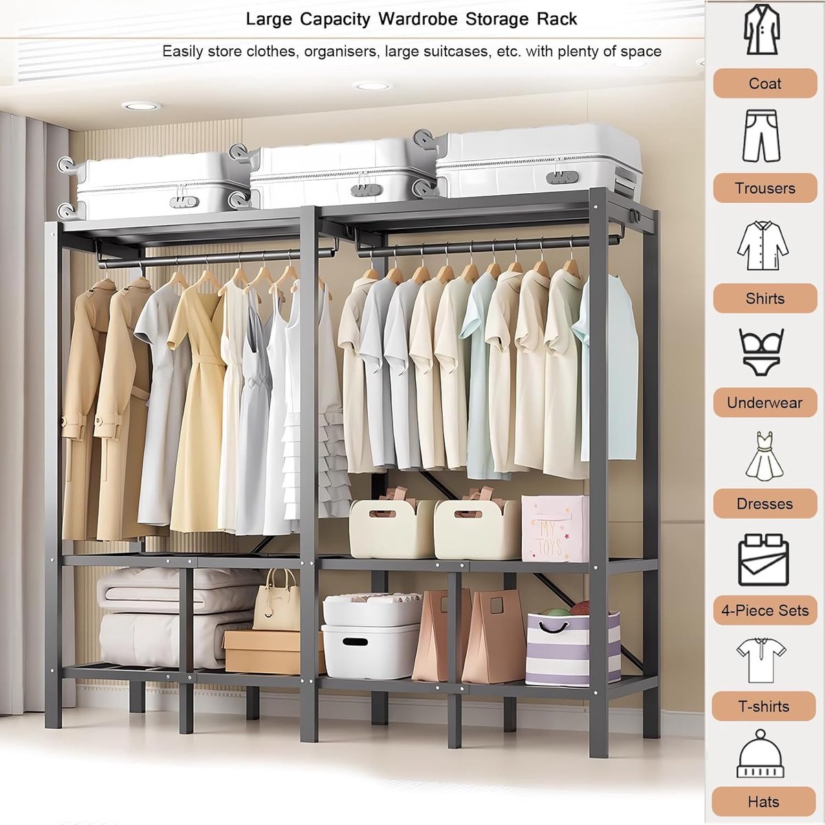 Robuuste Opvouwbare Kledingkast 150 cm - 150 cm – Vrijstaand Kledingrek - Medahomestore