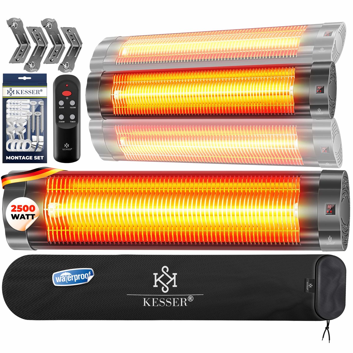 KESSER® Terrasverwarmer Infrarood Verwarming Wandmontage en 3 Warmtestanden voor Binnen en buiten