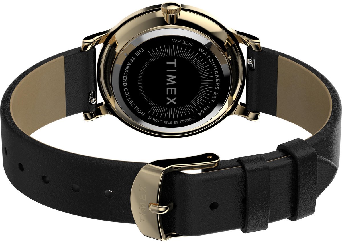 Timex Transcend Analoog Horloge Zwart Case: 100% Low Lead Brass | Armband: 100% Leather 34 mm TW2V92600AJ