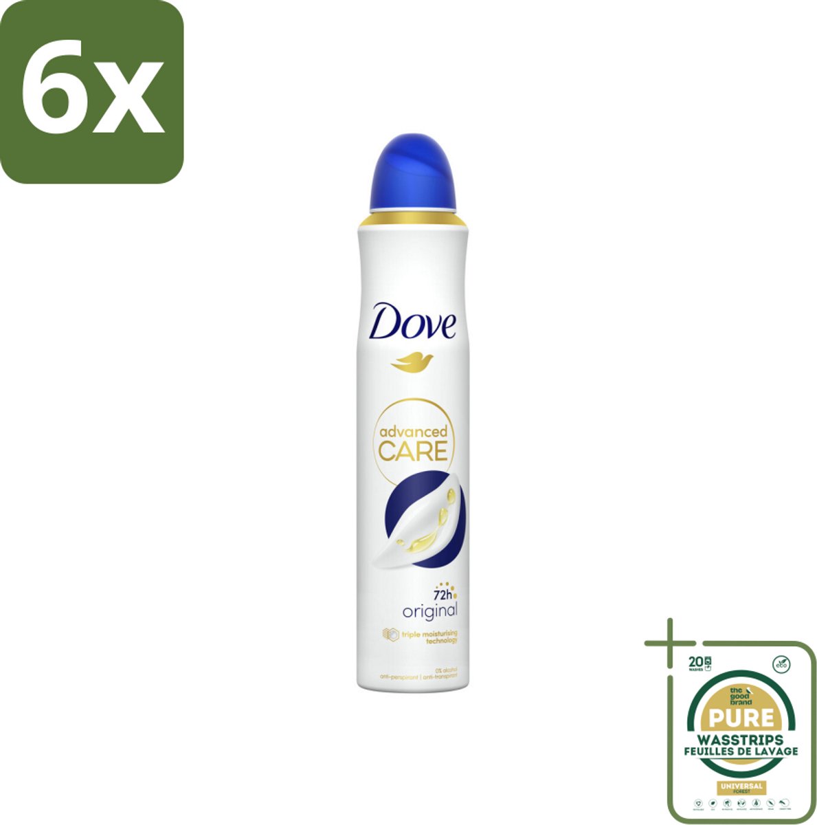 Dove – Deodorant Spray – Original – 200 ml - Voordeelverpakking - 6 stuks - Zweetbestendig - Geur