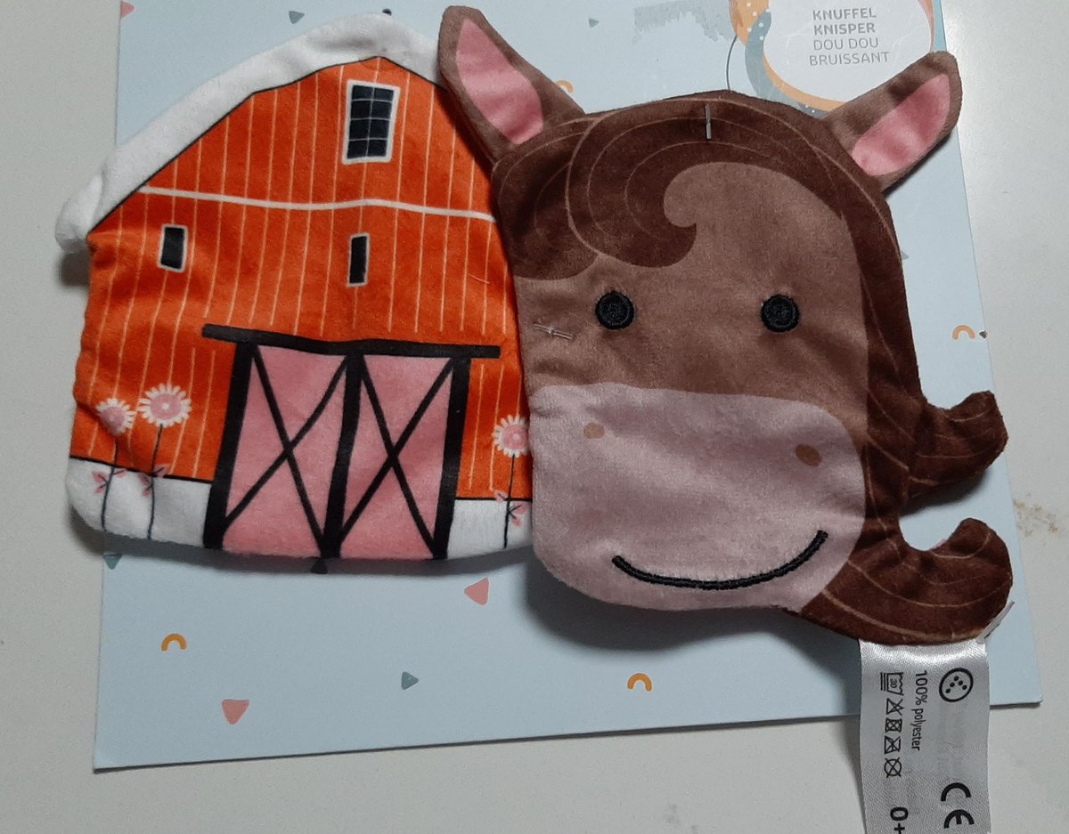 Baby 0+ - kraamcadeautje - paard knisper knuffeldoekje - set 2x knisperdoekje boerderij dier