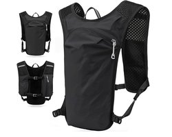 1 stuk - Wandelrugzak - Trailrunningrugzak - 21×7×38 cm - Lichtgewicht - Drinkzak voor kamperen - Unisex - Rugzakvest - Geschikt voor wandelen, trailrunning, fietsen en marathons - Zwart