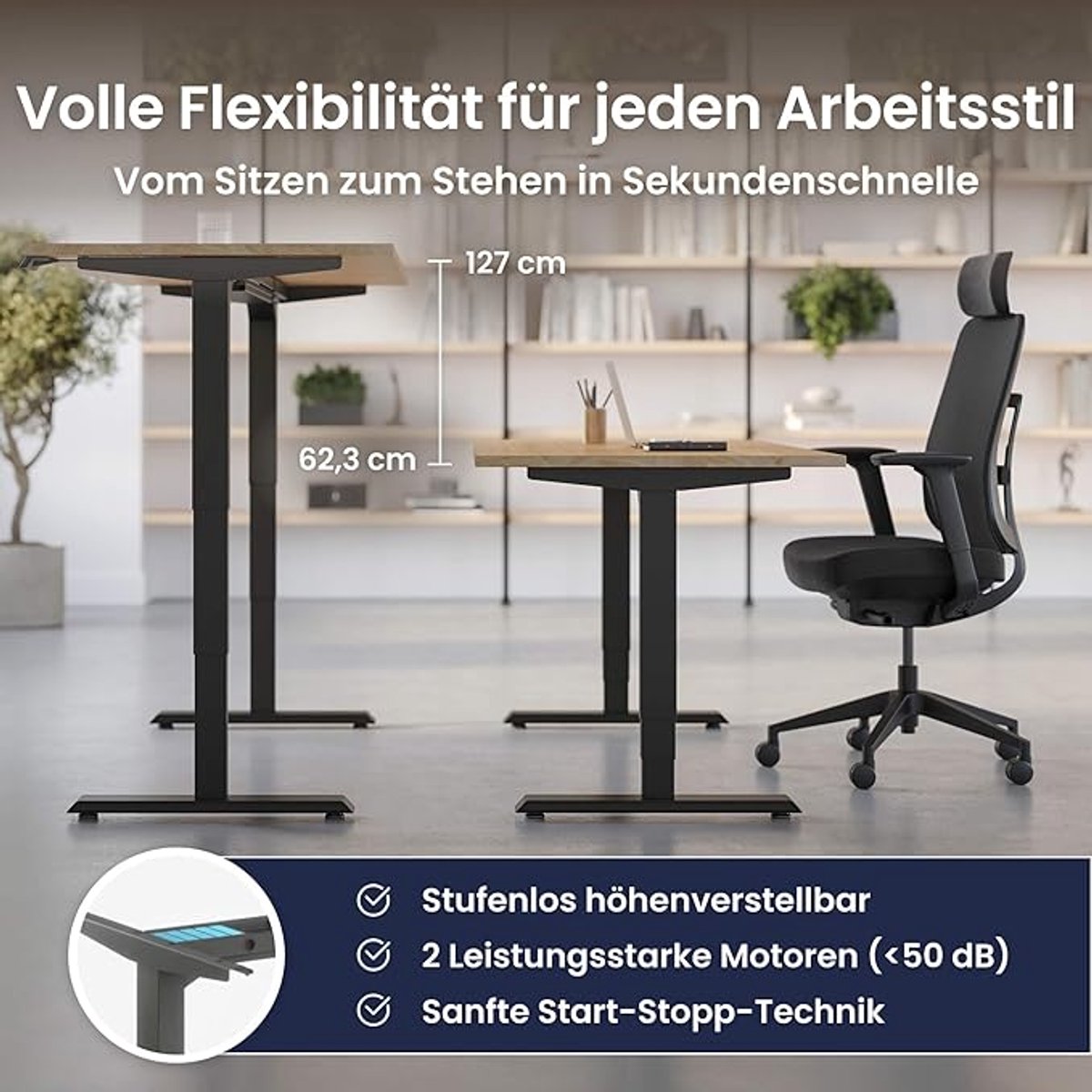Elektrisch Zit Sta Bureau 160x80 – Walnoot Hout | In Hoogte Verstelbaar Ergonomisch Bureau met OLED Bediening & Geheugen | Stil Dubbele Motor | Wit Frame | Altameubel Desktop Pro X