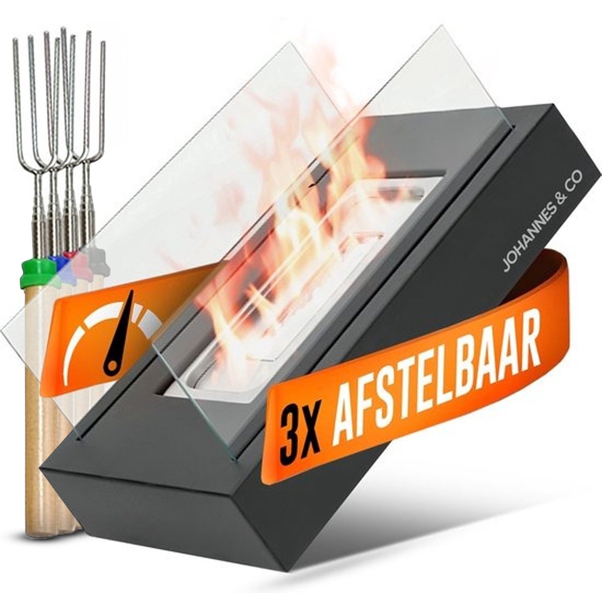 Bol.com Bio Ethanol Sfeerhaard XL – Tafelhaard binnen & buiten - complete set - Aanpasbare vlam - Klein, medium, groot aanbieding